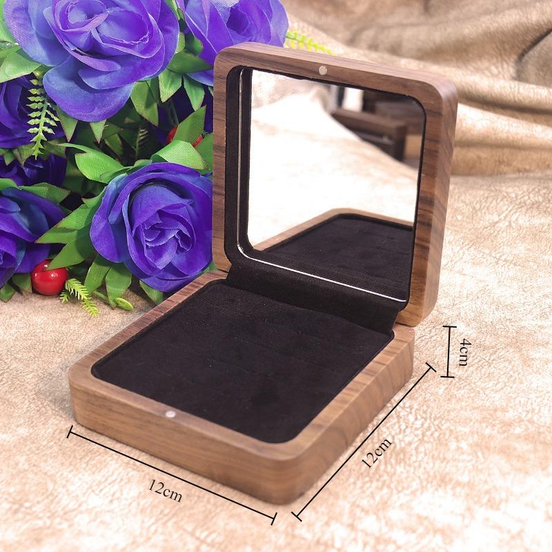 

Large Capacity Jewelry Boxes Wooden Rings Storage Case Household Ornament Ring Organizer Cases Jewelers Retro Rings Display Box чёрный