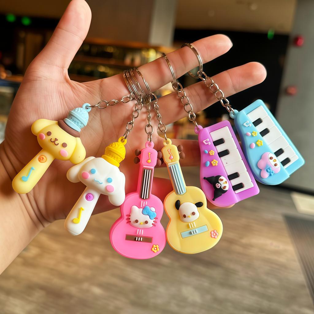Cartoon Cute Guitar Key Chain Car Key Chain School Bag Pendant Accessories Event Small Gifts