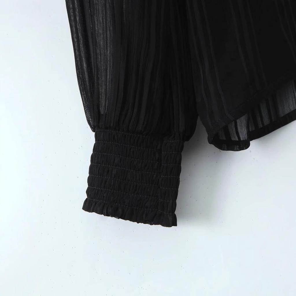 2024 Winter Women's European & American Style Bow Long Sleeve Shirt