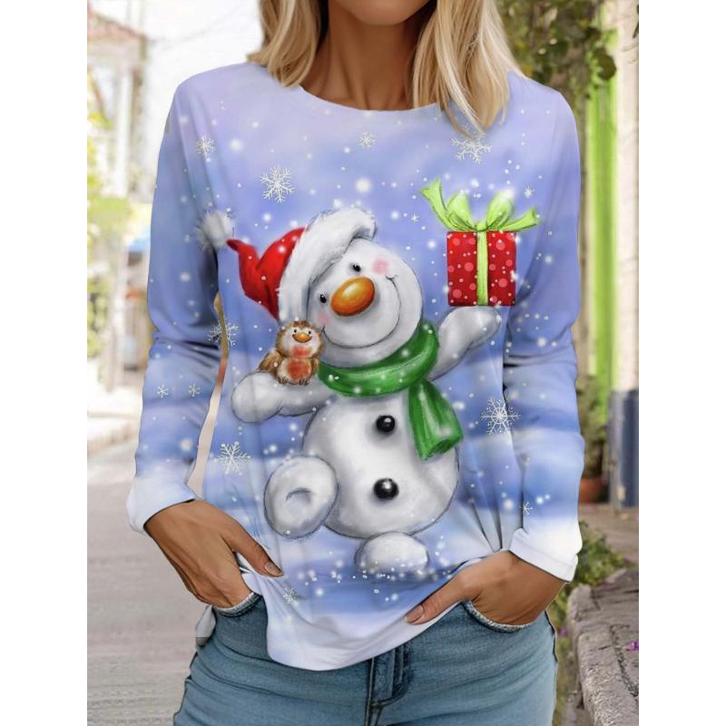 Christmas Animal Women's Long Sleeve 3D Pattern T Shirt  New Autumn Fashion Santa Claus Women's Top Harajuku  Pullover Clothing