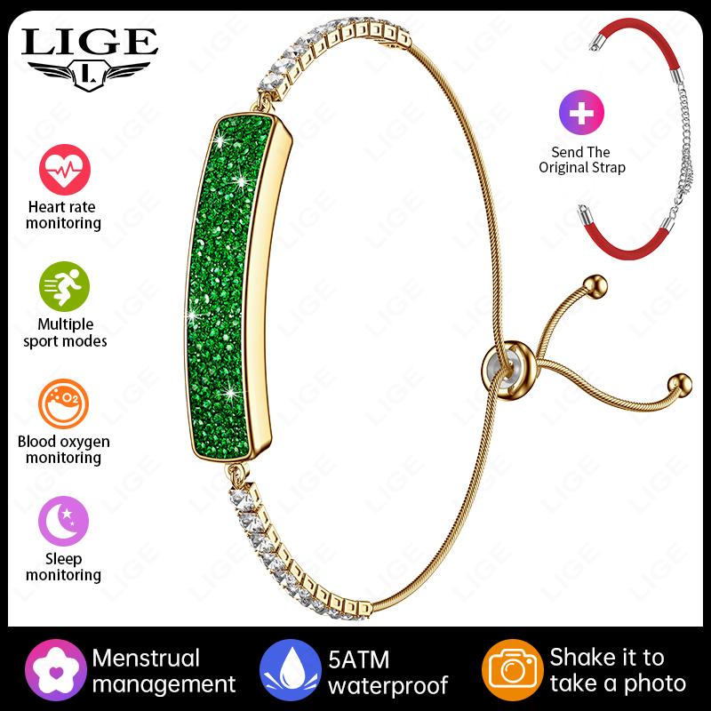 

Ladies Diamond Bracelet Women Sports Fitness Smart Band HRV Heart Rate Blood Oxygen Sleep Tracker 5ATM Waterproof Watches зелений