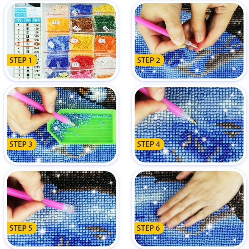 DIY Landscape 5D Painting with Diamond Mosaic Full Round Drill Embroidery Cross Stitch Kit Handmade Artwork Wall Art Gift