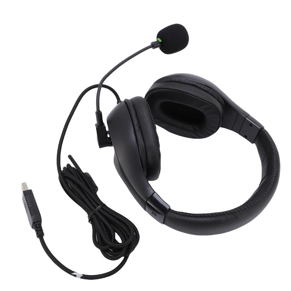 USB Headset with Mic Gooseneck Microphone Rod Noise Reduction Students Listening and Speaking Exam H