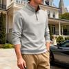 Men's Waffle Knit Half-Zip Pullover with Contrast Collar Casual Sweatshirt