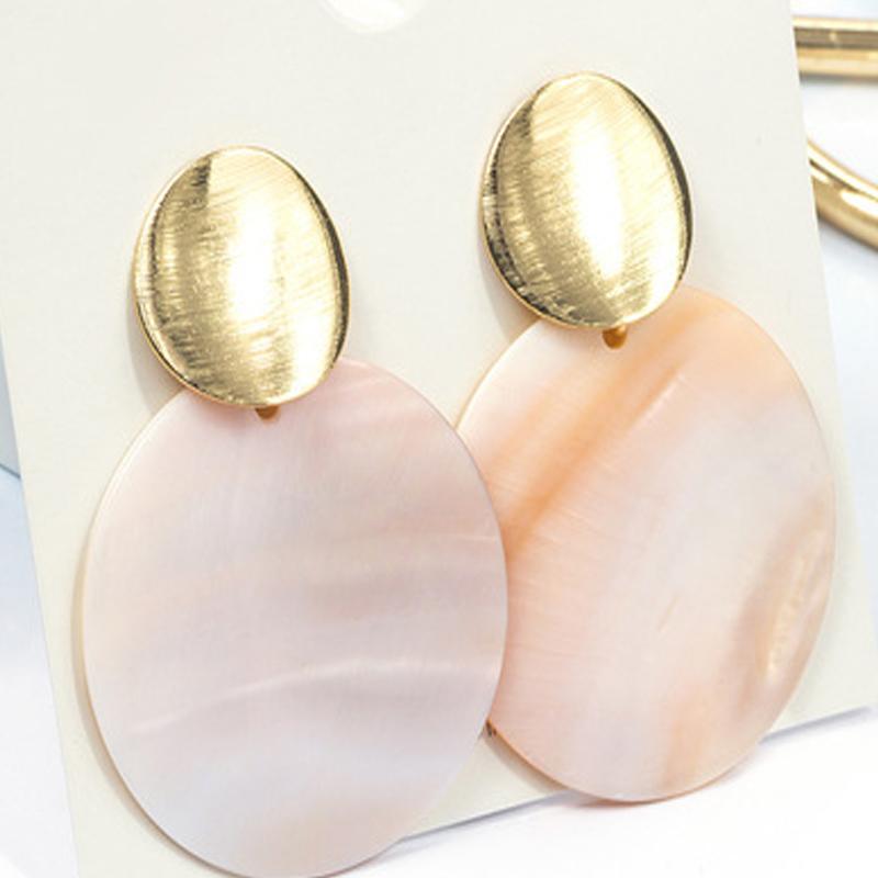 

Мода Круглая раковина Капля Болтание Серьги Металлические Геометрические серьги для женщин Gilrs Дамы