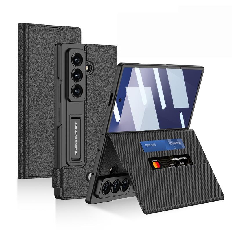 For Samsung Z Fold 7 Phone Case Magnetic Leather Cover Flip Stand Case Film Integrated Trendy Card Slot Protective Case