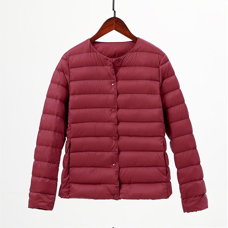 Nouvelle veste en duvet femme doublure légère et fine col court sans col manches longues porter chaud col rond fin léger haut