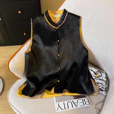 New Spring and Autumn Unique Chic Buckle Acetate Vest Vest Women's