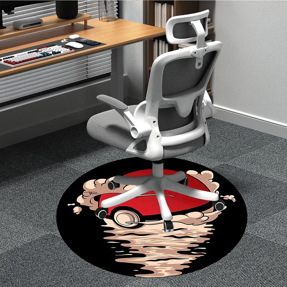 

1pc Pokémon Pokeball Office Round Area Rug, Under Office Chairs Bedroom Living Room Home Decor a0926120 80cm by 80cm