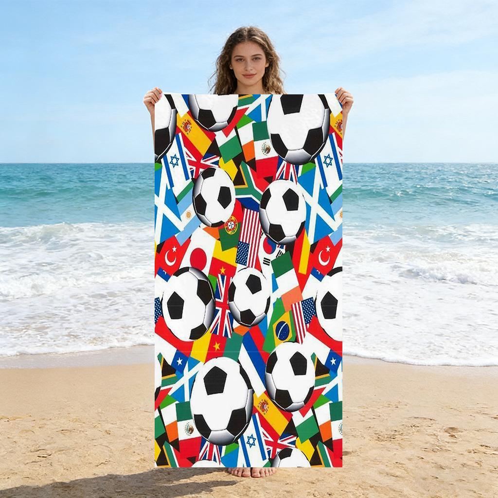 

Football National Flag Elements Beach Towel Quick-drying Suitable for Swimming Beach Pool Gym Summer Gift for Friends Families W30*H60(CM)