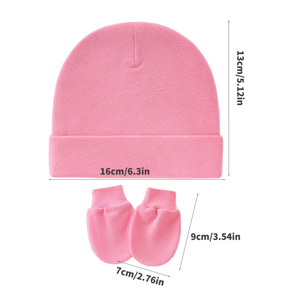 Set da 3 Cappellini e Manopole per Allattamento Neonato Lavabili in Lavatrice Cappellino Fetale e Guanti per Bebè da 0 a 1 Mese Tessuto Morbido Copricapo