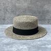 French Retro Salty Grass Hollow Sun Hat Men And Women Seaside Vacation Travel Beach Flat Top Hat Elegant Straw Hat