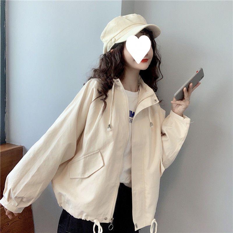 Women's Short Windbreaker: Korean Style Petite Loose Fit Autumn Jacket - Trendy and Versatile for Students