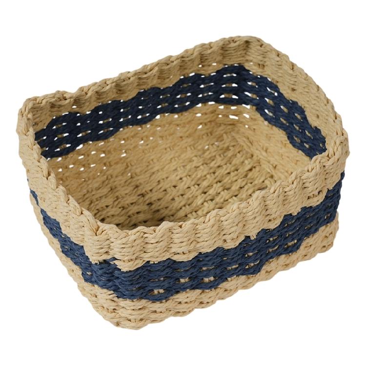 Juego de 3 Piezas Cestas de Almacenamiento Tejidas con Bloques de Color Materiales de Cuerda de Papel Natural Organizadores Para Armario Tocador Organización