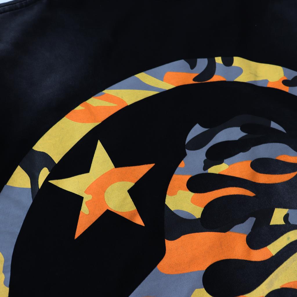 Hellstar Studios Camo Star Face Graphic T‑Shirt Men Women Vintage Washed Distressed Oversized Short Sleeve Tee Hip Hop Streetwear Unisex Tops