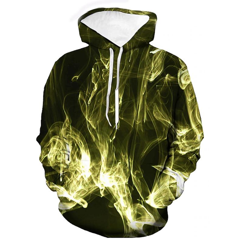 Men's Hoodie Pullover Sweatshirt Hooded Graphic Flame Casual Spring & Fall Clothing