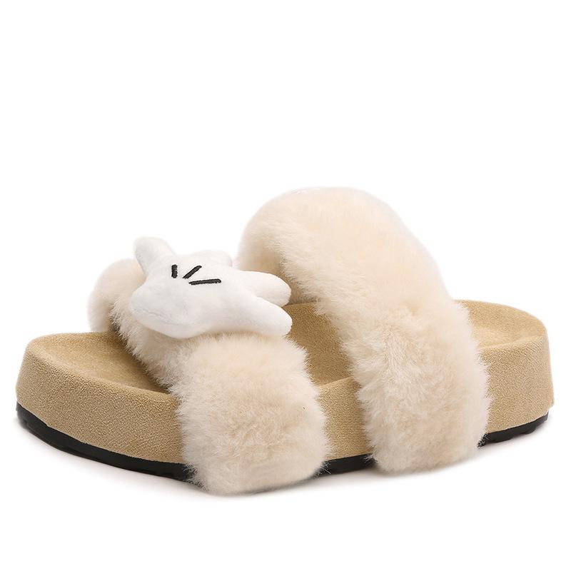 Popular simple and versatile 2025 new Mao Mao drag women wear autumn and winter one-word cotton slippers wear non-slip slippers women