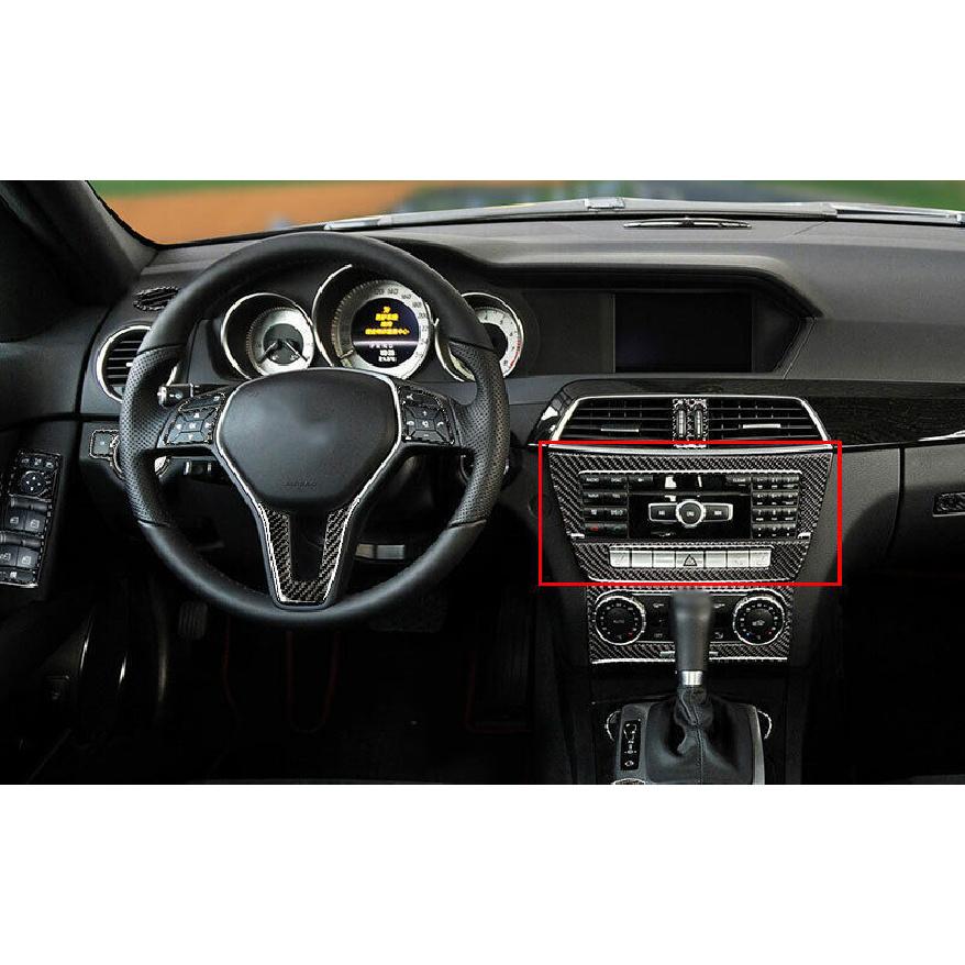 For Benz C-Class W204 2011-2014 Real Carbon Fiber Central Volume CD Switch Panel
