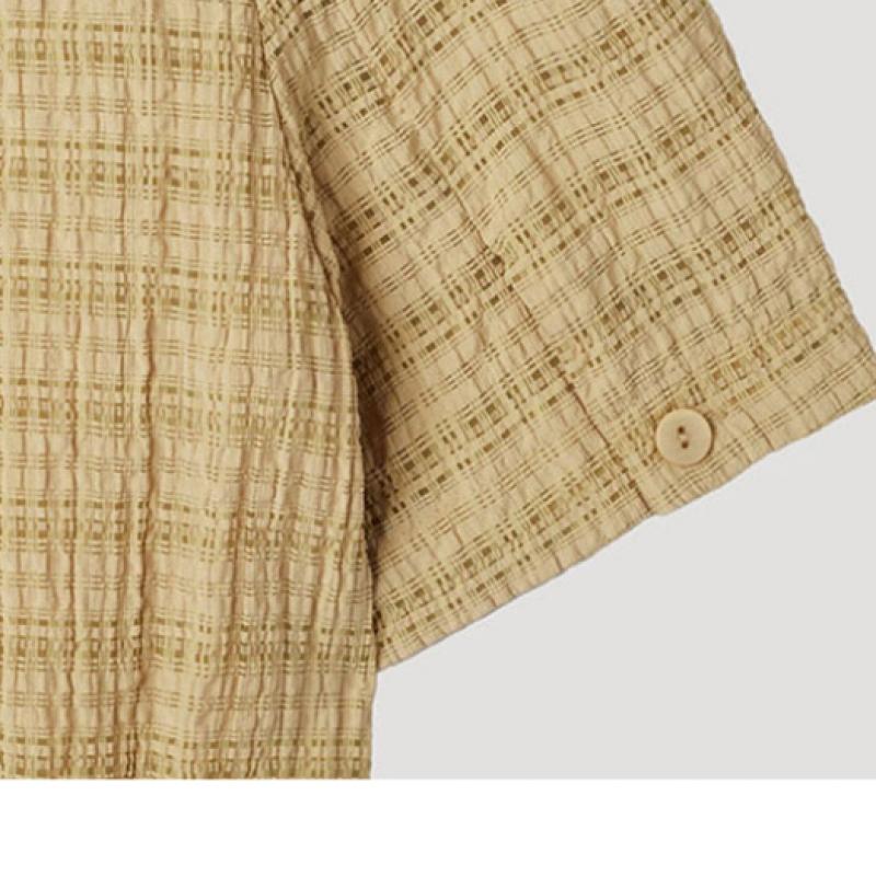 [She S miSS] V-Ausschnitt Seersucker Karo Bluse Swwblp22130 Be