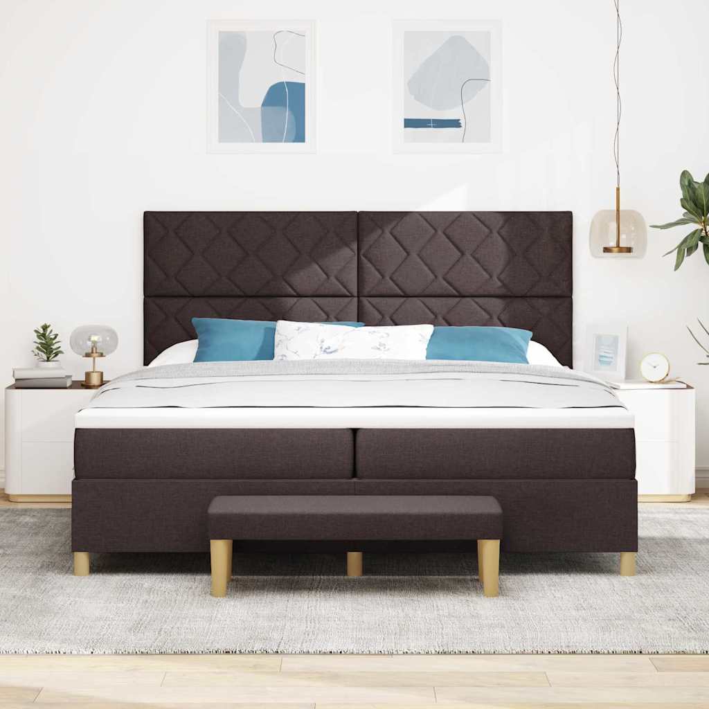 Box Spring Bed with Mattress Dark Brown 200 x 200 cm Fabric