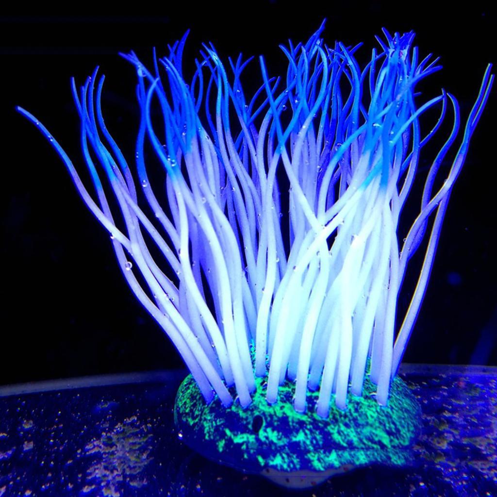 Vivid Silicone Sea Anemone Glowing Artificial Aquarium Decor Coral Ornament for Creative Fish Tank Design