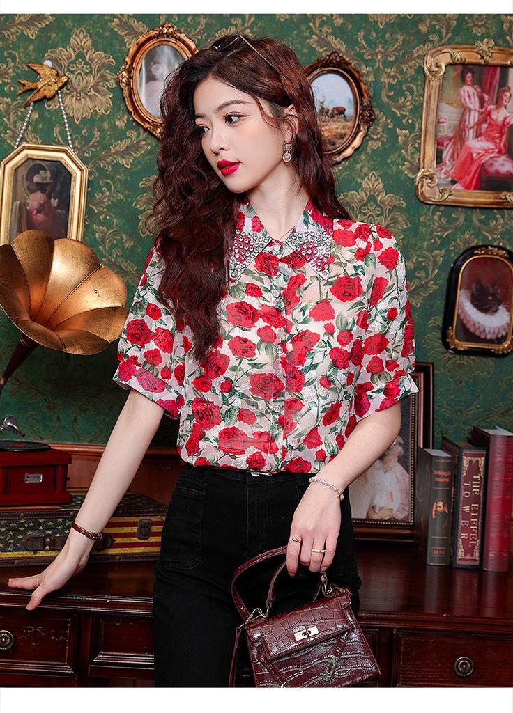 2025 New Chinese Style Fashion Printed Shirt for Women