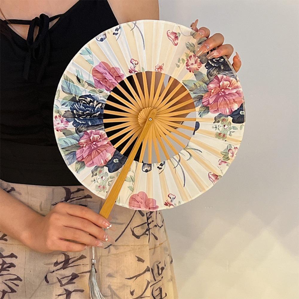 Silk Silk Flower Folding Fan Chinese Style Retro Classical Dance Fan Hand Fold Fan  Home Decoration