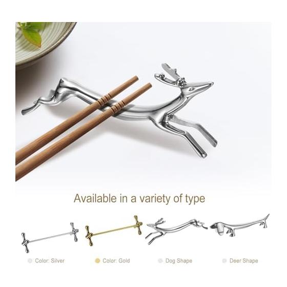 uxcell 4 Pcs Zinc Alloy Deer Chopstick Rests Cutlery Rest for Countertop Spoon Fork Knife Holder Tabletop Decoration Silver