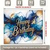 2D Blue Gold Ink Wash Happy Birthday Backdrop Banner Photography Background for Men Party