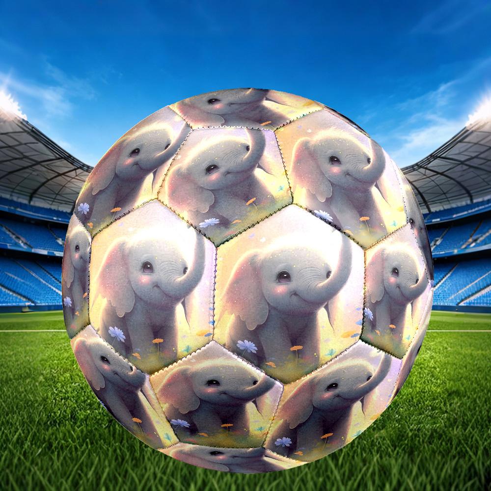 1pc Elephant Flowers Theme Soccer Ball Football, Size 5, Lightweight PVC, Outdoor Training Soccer Ball,Gift C6529