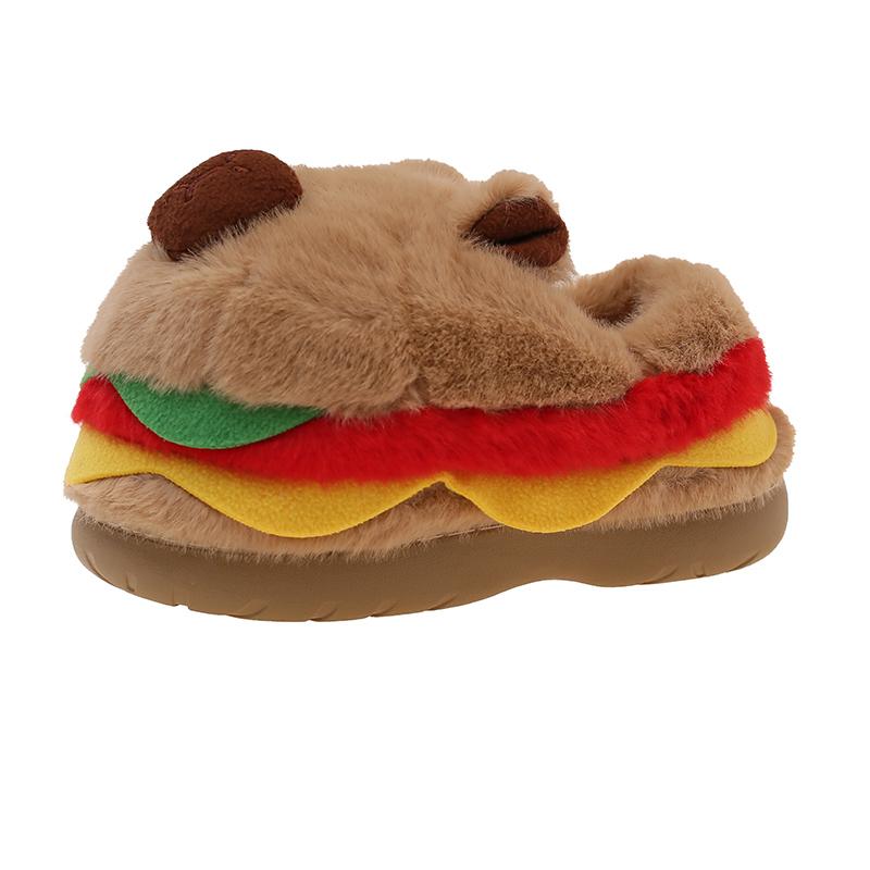 

Fashion Plush cotton shoes winter new round toe deep mouth soft sole non-slip wear-resistant flat-sole wrapped-head slippers 36