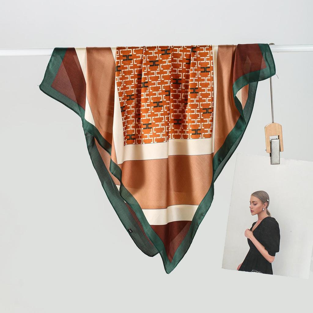 H Women's Silk Square Scarf: Decorative, Sunscreen, Korean Style