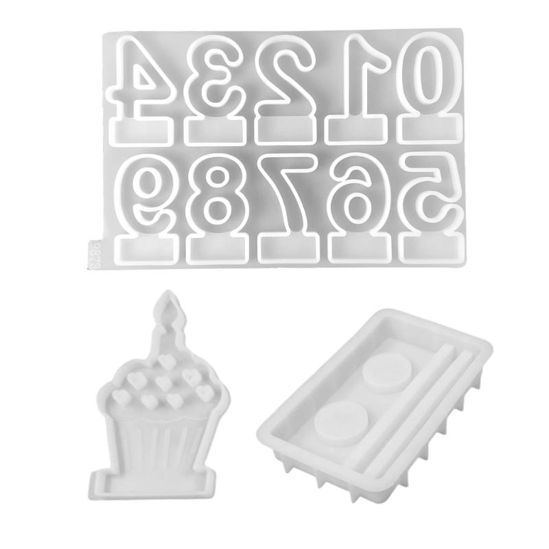 

Birthday Cake Silicones Molds Sqaure Base Molds, Number Silicones Molds for Candle Holder Tealight Holder Decorations 1