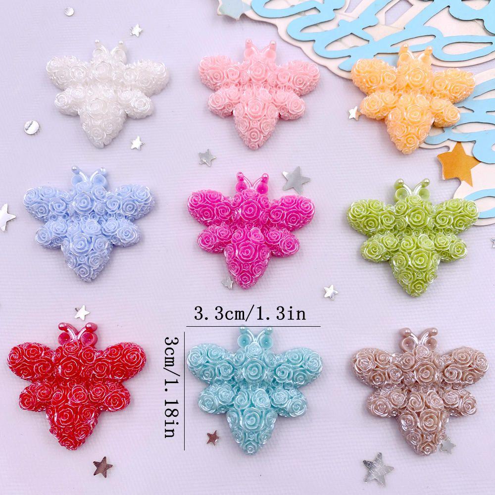 10PCS Mix Colorful Resin Cartoon Rose Bee Figurines Flat back Stone DIY Wedding Bow Decor Scrapbook Christmas Accessories Crafts