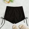Yousheng Side Drawstring Cintura Alta Elástico Natação Calções Mulheres Transparentes Biquíni Shorts Beachwear