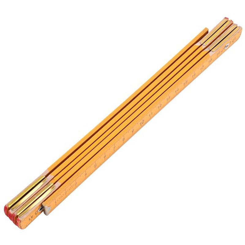 Five Fold 1 Metre Ruler Bright Yellow Wooden Folding Ruler Wooden Graduated Ruler Drawing Tools Teaching Supplie