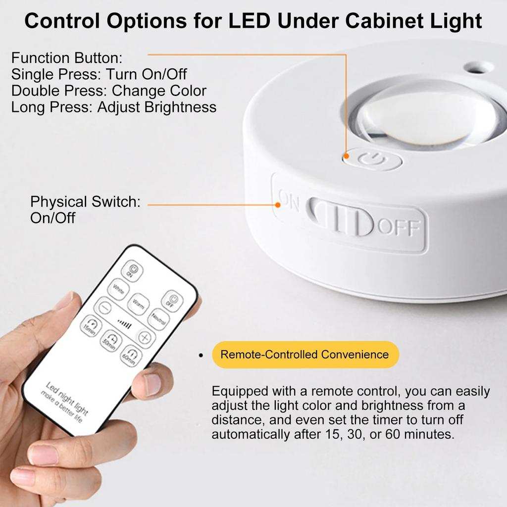 Magnetic LED Cabinet Light, Under Cabinet Lights with Remote, Type-C Rechargeable Cat Eye Lights Dimmable &amp Color Temperature