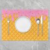 4PC Ice Cream Truck Placemat ,Sweet Doughnut Outdoor Indoor Place Mats,Stripe Washable Durable Table Mats 30X45cm