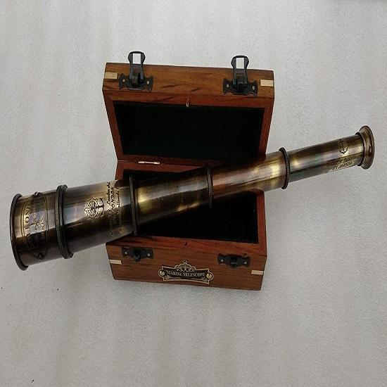 1920 DOLLOND London Brass Maritime Telescope, Nautical Spyglass Mounted Solid Brass 38.1 Cm Pirate Telescope with Wooden Box