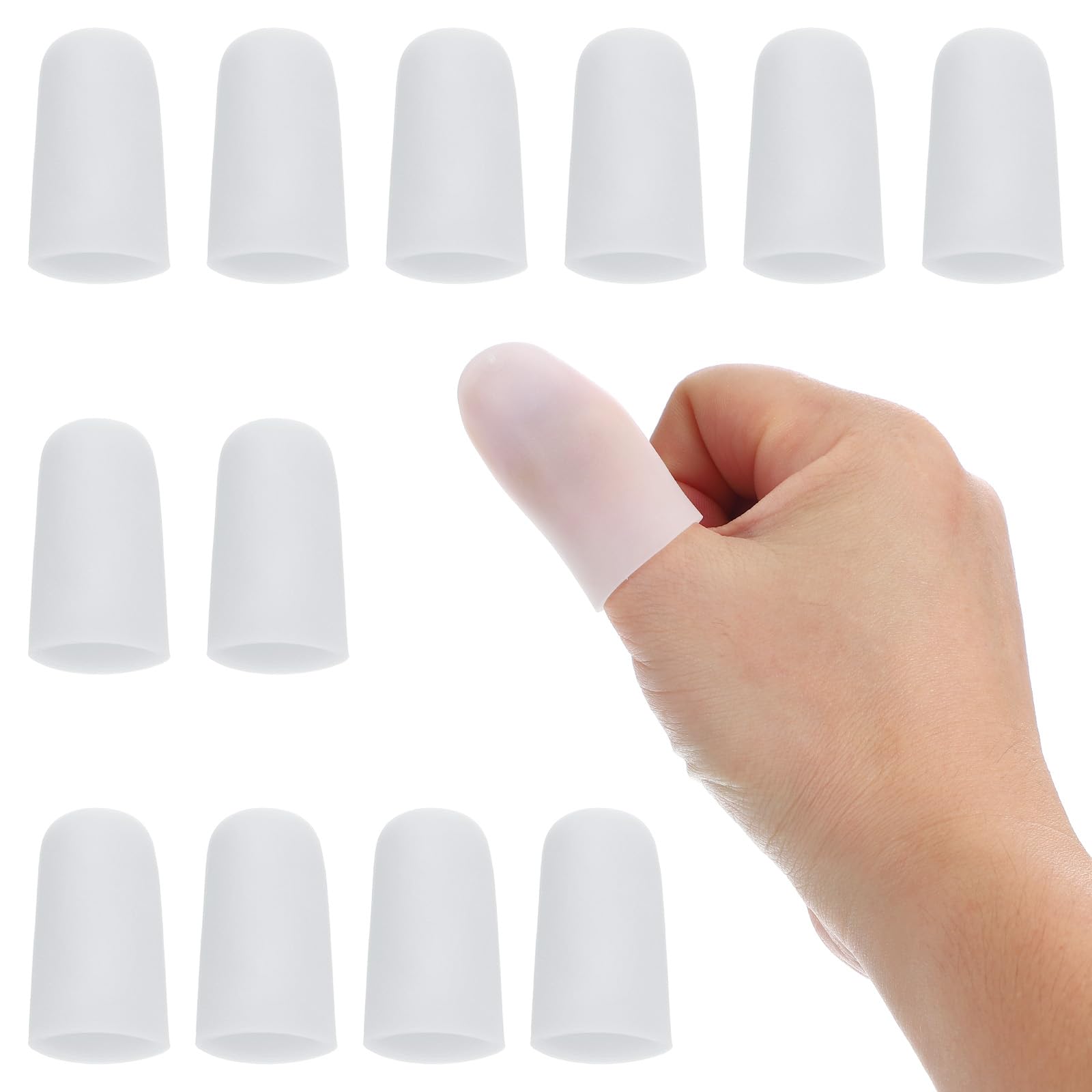 PATIKIL 12pcs 40mm Silicone Finger Sacks Fingertip Support Sleeve Protector Thumb Cap for Finger White 40mm белый
