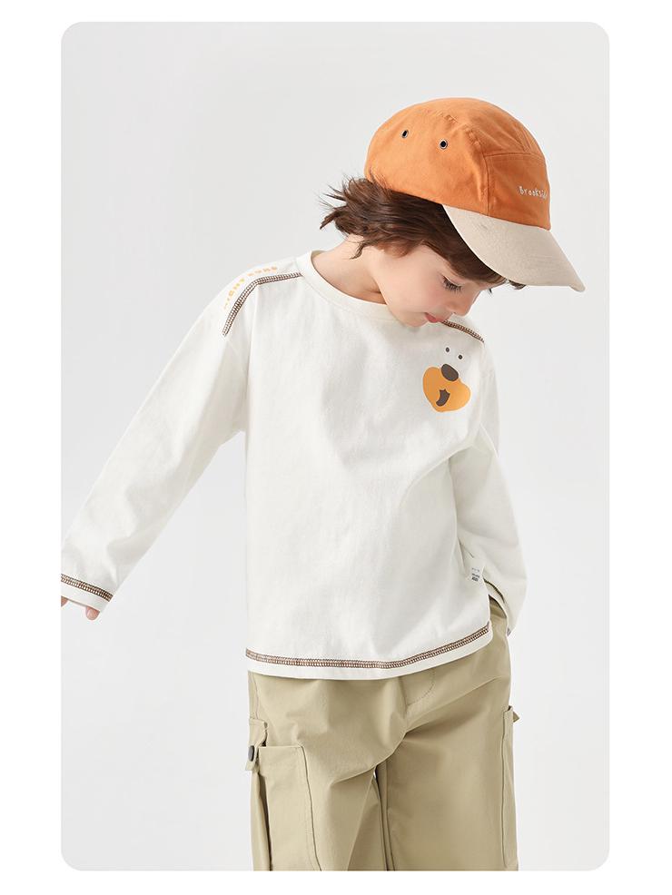 European Boys' Trendy Long Sleeve T-Shirt - Spring/Autumn Style, Cool Sporty Base Layer for Kids, Warm Inner Layer Top