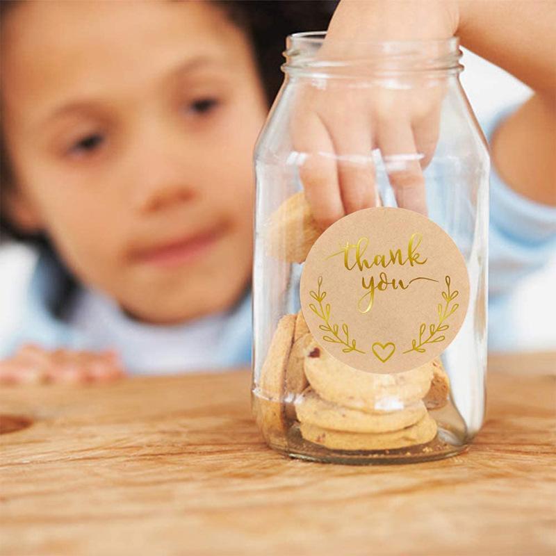 Hot Stamping Thank-you Stickers, Kraft Paper, Wheat Ear Patterns, Gift Packaging, Sealing Stickers, Adhesive Label Stickers