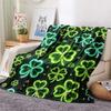 1PC Clover Print FlAannel Blanket, High quality Comfortable for All Seasons, Home Decor, Warmth and Comfort