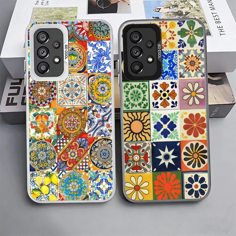 Italian Sicilian Style Floral Pattern Soft Phone Case for Samsung A17 A16 A15 A14 A13 A57 A56 A55 A54 A53 A37 A36 A35 A34 A33 A2