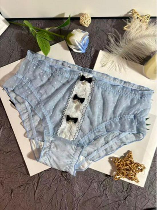 Plus Size Lace Mid-Waist Mesh Triangle Panties for Women (130-200 Jin)