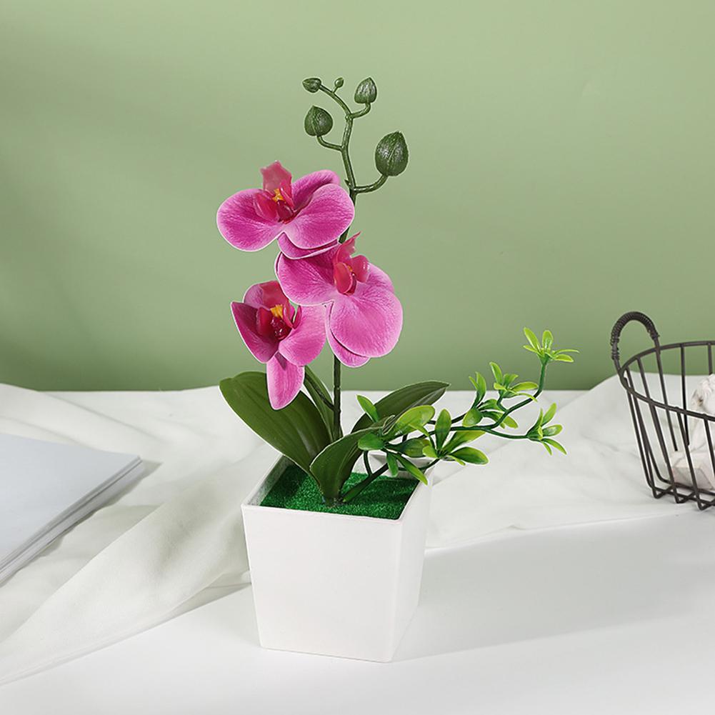 Three Piece Artificial Phalaenopsis Potted Flower Arrangement for Office