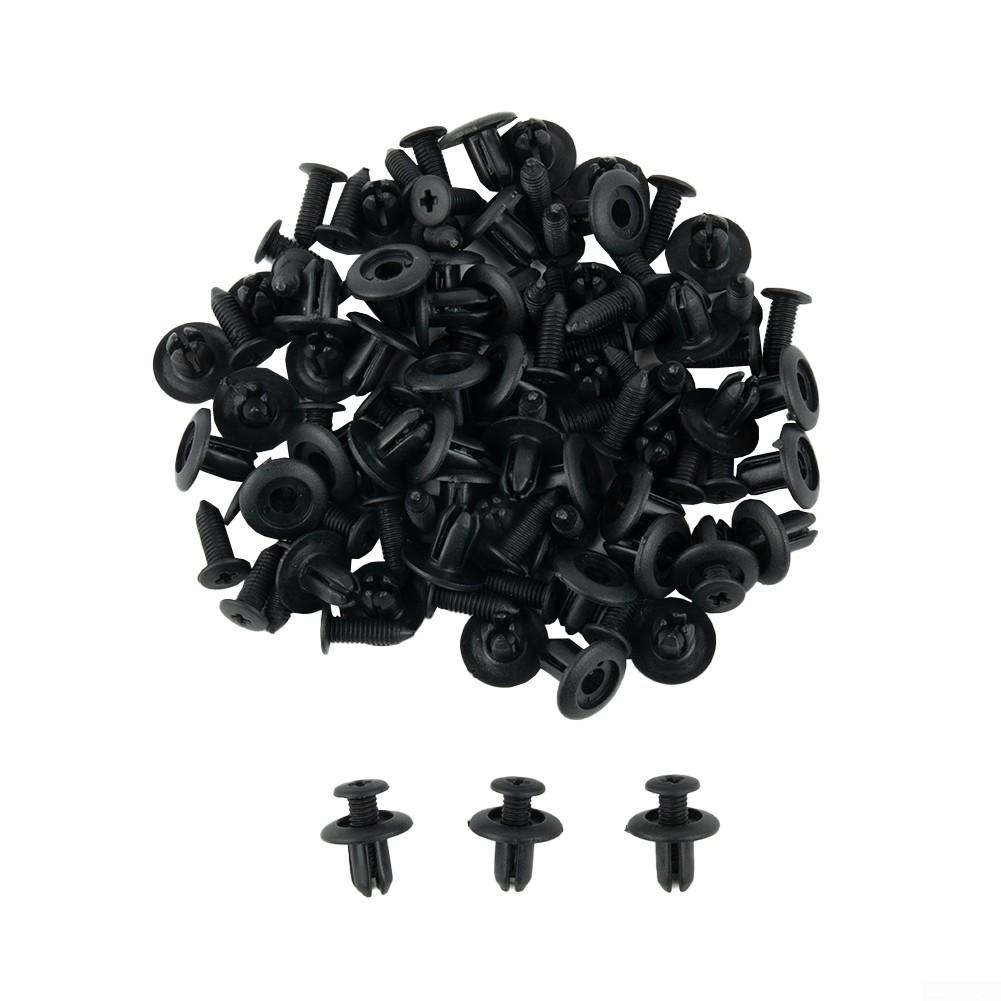 50PCS 8mm Hole Plastic Rivets Fixing Fastener Push Clips Black Fit For Many Cars