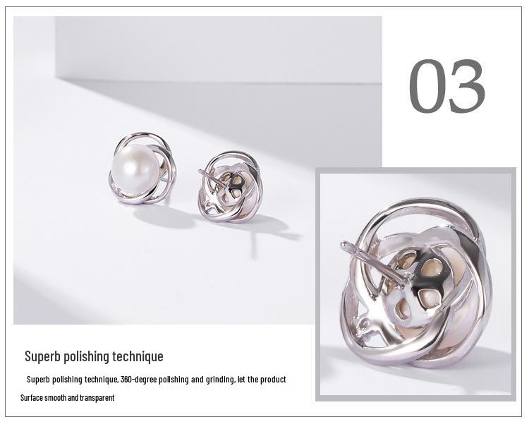 2024 Light Luxury 925 Sterling Silver Freshwater Pearl Stud Earrings for Women