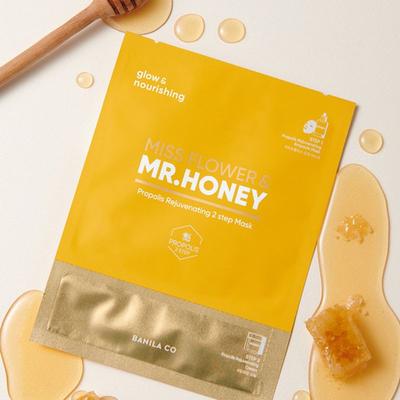 Miss Flower & Mr. Honig-Propolis Revitalisierende 2-Schritt-Maske (10 Blätter)