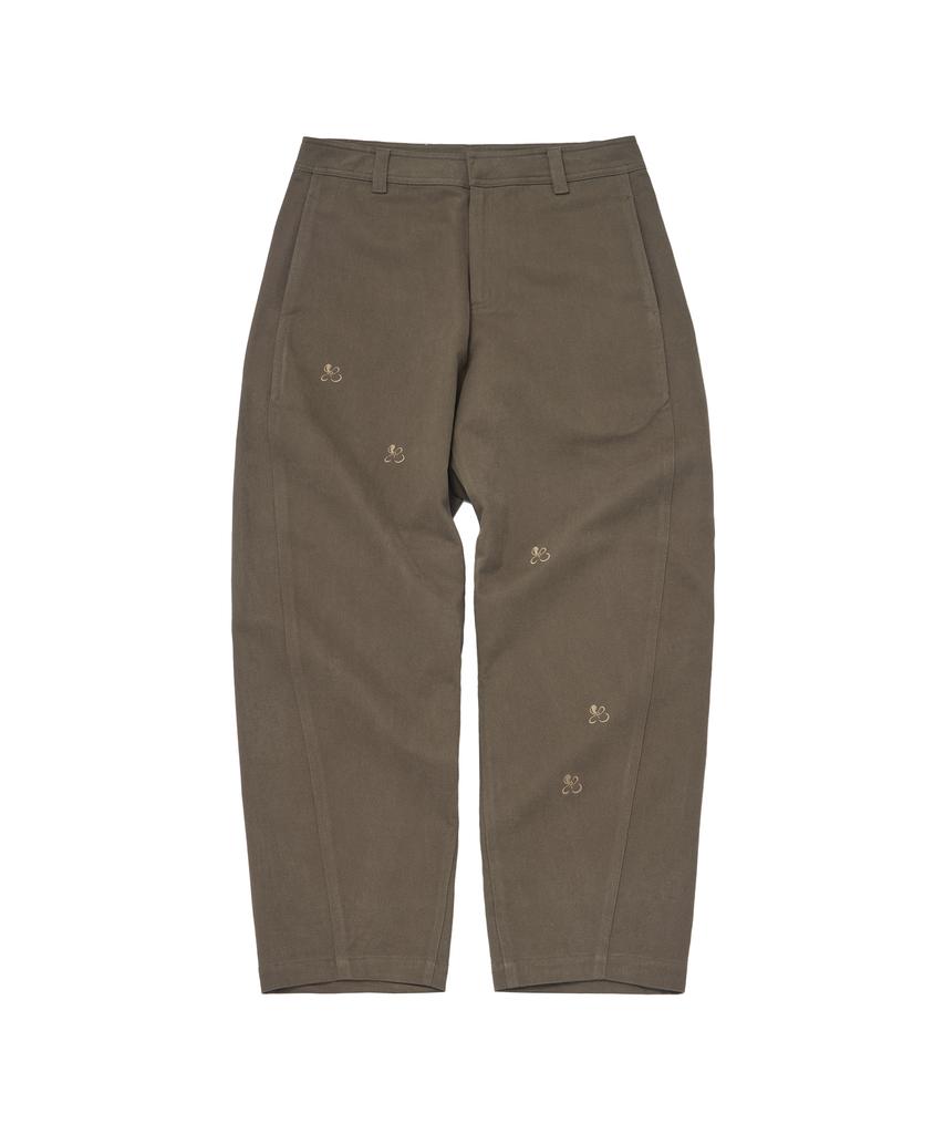 Kkotte Tiny Blossom Barrel Leg Pants (Brown)